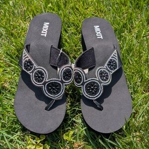 Black Beaded Women's Sandals